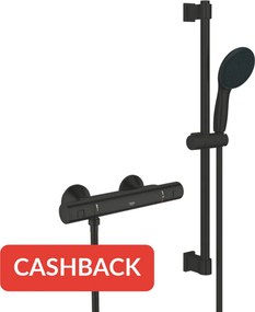 Grohe QuickFix Precision Start thermostatische doucheset 15cm met 1 straalsoort matte black