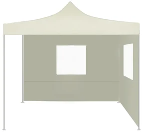 vidaXL Partytent met 2 zijwanden inklapbaar 2x2 m staal crème