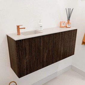 Mondiaz Joya DLux 90cm toiletmeubel walnut met wastafel faye links 1 kraangat meli