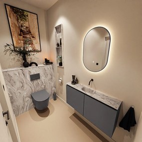 Mondiaz Ture DLux toiletmeubel 100cm dark grey met wastafel glace midden zonder kraangat