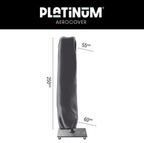 Platinum Voyager ronde zweefparasol T1 3 m. - Light Grey met voet en hoes