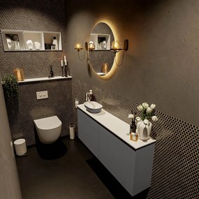 Mondiaz Fowy toiletmeubel 120cm dark grey met antraciete waskom links en kraangat