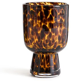 Set van 6 glazen op voet in amberkleurig glas, Fauvita