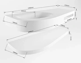 Mondiaz Riva 100cm wastafel met planchet Smag en wastafel links 1 kraangaten Smag