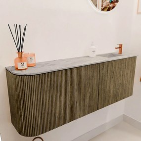 Mondiaz Joya DLux 110cm toiletmeubel ronding links dusk met wastafel faye rechts 1 kraangat glace