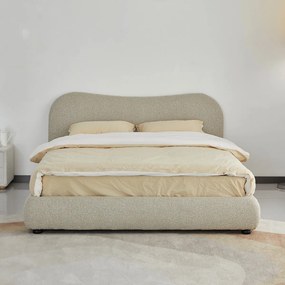 Bedframe Beige Stof Met Organisch Hoofdbord 160x200 Cm