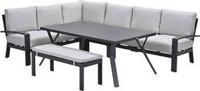 Garden Impressions Camilo lounge dining set 6-delig links – donker grijs - Valley sand