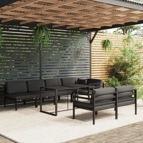 vidaXL 8-delige Loungeset met kussens aluminium antracietkleurig