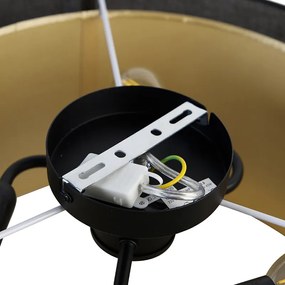 Moderne plafonnière zwart met goud 50 cm 3-lichts - Drum Duo