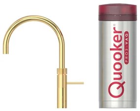 Quooker Fusion Round kokendwaterkraan - draaibare uitloop - PRO3 reservoir - Warm / kokend water - Verguld Glans (Goud) 3FRGLD