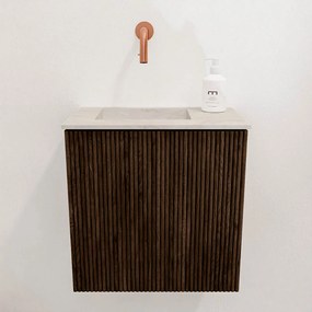 Mondiaz Joya DLux 40cm toiletmeubel walnut met wastafel faye links zonder kraangat ostra