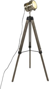 Smart vloerlamp tripod hout met studiospot incl. Wifi B35  - Braha