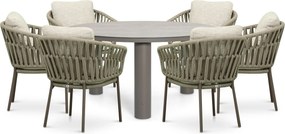 Tuinset Ronde Tuintafel 6 personen 150 cm Rope Taupe  Coco Viento/Arancia