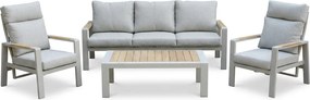 Showroommodel Lola/Ripasso stoel bank loungeset 4 delig latte zand aluminium teaktafel