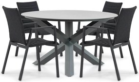 Tuinset Ronde Tuintafel 4 personen 130 cm Aluminium/textileen Grijs  Osmen Joliet/Orino