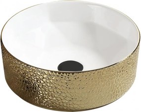 Mexen Clarisa opzetwastafel 41 x 41 cm, wit/goud - 22074153