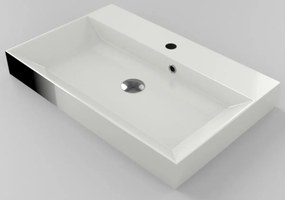 Fontana Milo badmeubel 80cm ribbelfront mat zwart met mat witte wastafel 0 kraangaten