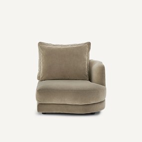 Halve bank rechts, afgerond, modulair, van stonewashed fluweel, TIBERIO