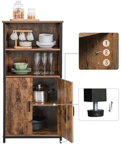 Nancy's Hutchinson Boekenkast - Vintage Houten Kast - Industriële Kasten - 2 Deuren - 60 x 35 x 125 cm (L x B x H)