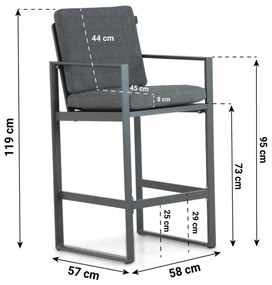 Barstoel Aluminium Grijs-antraciet Lifestyle Garden Furniture Nuno