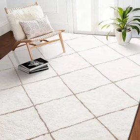VEVOR kortpolig tapijt 3048 x 2438 mm, gezellig tapijt voor in de woonkamer, vloerkleed voor woonkamer, slaapkamer, studeerkamer, pluisvrij en met antislip TPR-rug, wit