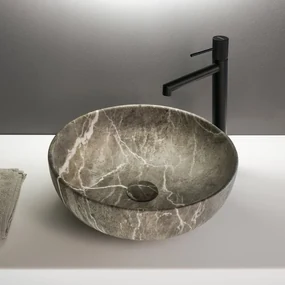 Sapho Rondane keramische waskom 41x41cm bruin marmer