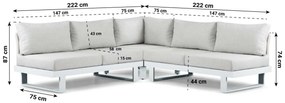 Hoek loungeset 5 personen Aluminium Wit  Lifestyle Garden Furniture Lorenzo