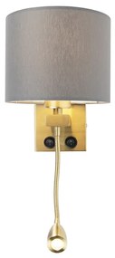 LED Art Deco wandlamp goud met grijze kap - Brescia Modern, Art Deco E27 rond Binnenverlichting Lamp