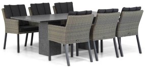 Tuinset 6 personen 220 cm Wicker Taupe Garden Collections Oxbow/Graniet