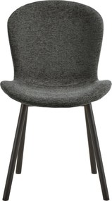 FIORA Donkergrijs (stof Apia 458)/zwart frame - MODERNE GESTOFFEERDE STOEL VOOR WOONKAMER/EETKAMER LOFT