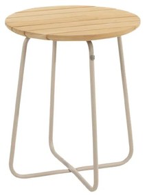 4 Seasons Outdoor Verdi bijzettafel latte met rond teak blad Ø 45 cm (H55 cm)  Loungetafel    beige weerbestendig