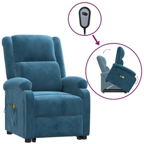 vidaXL Sta-op-massagestoel verstelbaar fluweel blauw