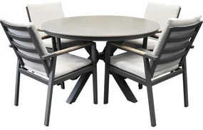 Lola Samantha dining tuinset 120xH75 cm rond 5 delig antraciet keramisch blad