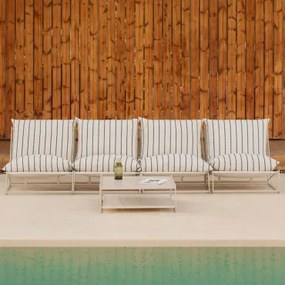 Tuinset Met Modulaire 4-delige Bank En Ombouwbare Bijzettafel Amaro Tapioca Beige - Marine Blauw - Sklum