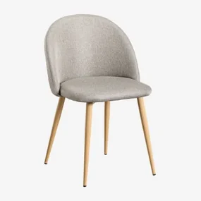 Kana Set Van 4 Eetkamerstoelen Natuurlijk Hout & Linnen Bruin - Mokka - Sklum