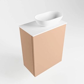 Mondiaz Fowy toiletmeubel 40cm rosee met witte waskom rechts en kraangat