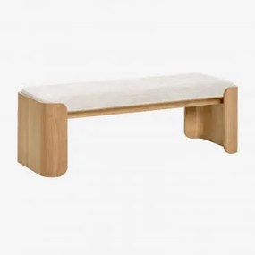 Rubberwood En Fineer Bank Lofren Natuurlijk Hout & ↔︎ 140 Cm & Bouclé Crèmebeige - Sklum