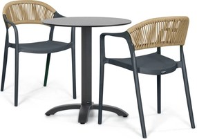 Tuinset Ronde Tuintafel 2 personen 70 cm Kunststof Grijs  Domani Furniture Toscano/Talao