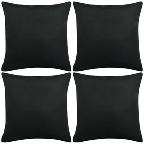 vidaXL Kussenhoezen linnen-uitstraling 50x50 cm zwart 4 st