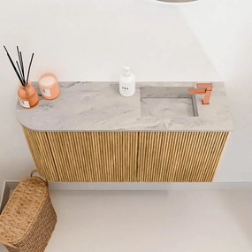 Mondiaz Joya DLux 80cm toiletmeubel ronding links oak met wastafel faye rechts 1 kraangat glace