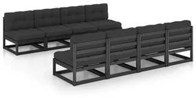 vidaXL 9-delige Loungeset met kussens massief grenenhout