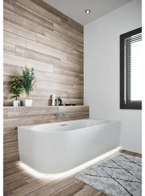 Riho Desire hoekbad - 170x77cm - Hoekopstelling rechts - met LED-plint - met chromen badvuller - acryl wit hoogglans B157008005