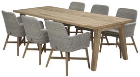 4 Seasons Outdoor | Lisboa diningset met derby dining tafel teak  Tuinset    houtkleur weerbestendig