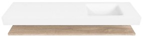 Zaro Alan badmeubel 180cm met planchet washed oak en vrijhangende wastafel cloud rechts 1 kraangat talc