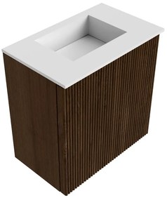 Mondiaz Joya 40cm toiletmeubel walnut met wastafel faye midden zonder kraangat talc