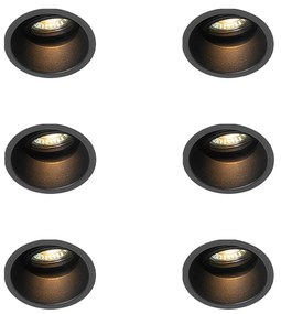 Set van 6 Moderne inbouwspots zwart draai- en kantelbaar - Alloy GU10 Binnenverlichting Lamp
