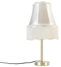 Stoffen Klassieke tafellamp messing met granny kap crème 30 cm - Simplo Klassiek / Antiek E27 rond Binnenverlichting Lamp