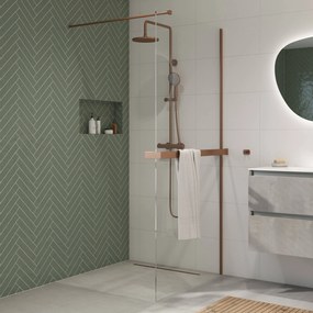 Saqu Modulo inloopdouche incl. antikalk 80x210cm geborsteld koper