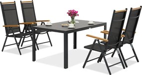 Aluminium tuinmeubelen polywood Verona Wood voor 4 osób Garden Point zwart