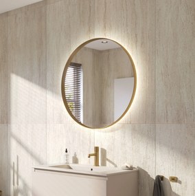Ben Mimas ronde spiegel met LED verlichting en anti-condens Ø80cm mat goud